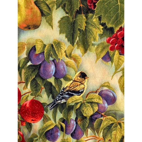 Wild Wings Fabric Yardage Birds on Branches with Fruit Rosemary Millette Fabric - Picture 4 of 12